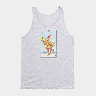 Two of pentacles tarot card (distressed) Tank Top